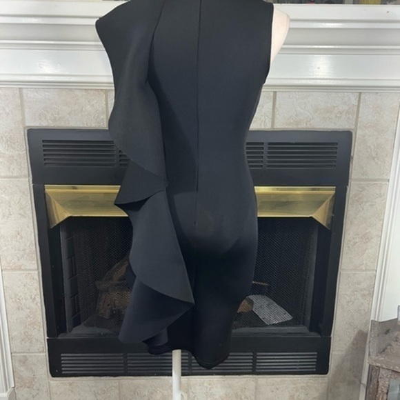 K.Jen Bodycon Black Scuba Mini Dress with Side Draping - Picture 7 of 10